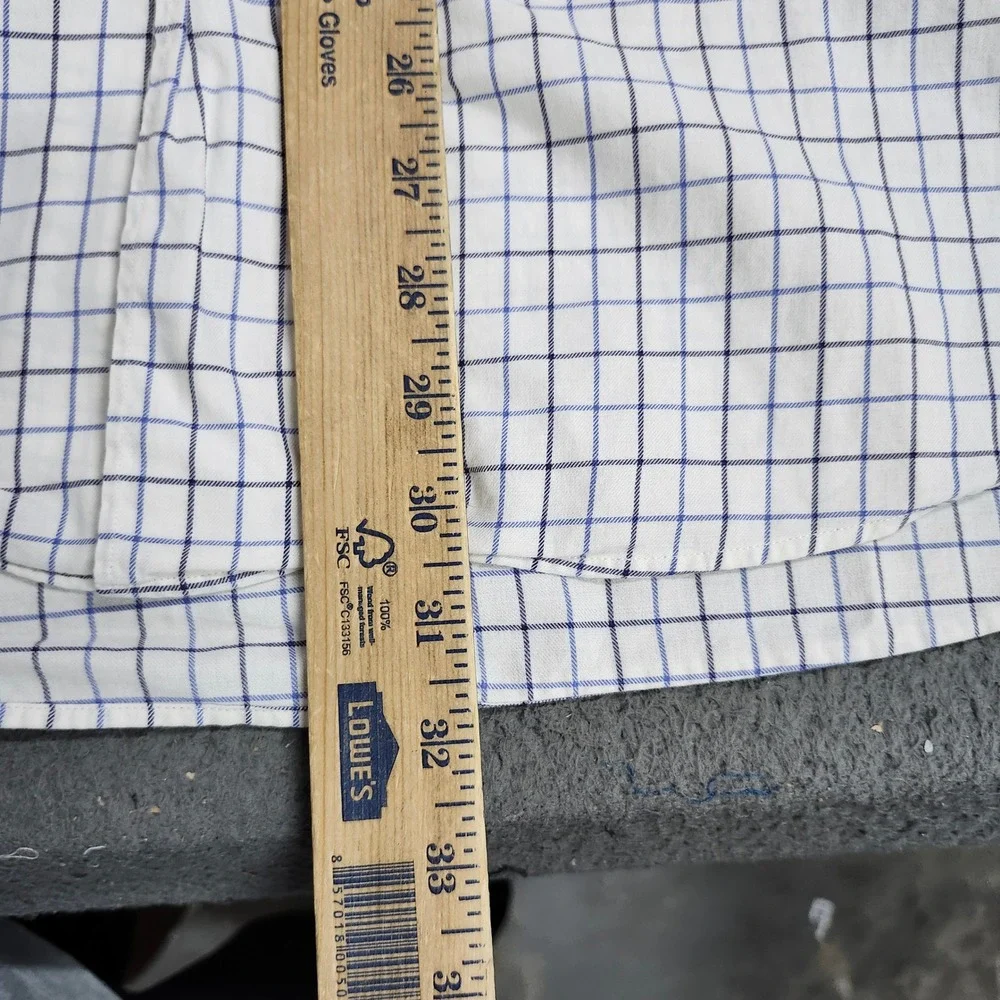 Polo Ralph Lauren Bonnard Mens Large Blue White Windowpane Check Cotton Shirt